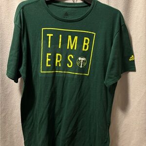 adidas Dark Green Short Sleeve Tee with Yellow TIMBERS Graphic